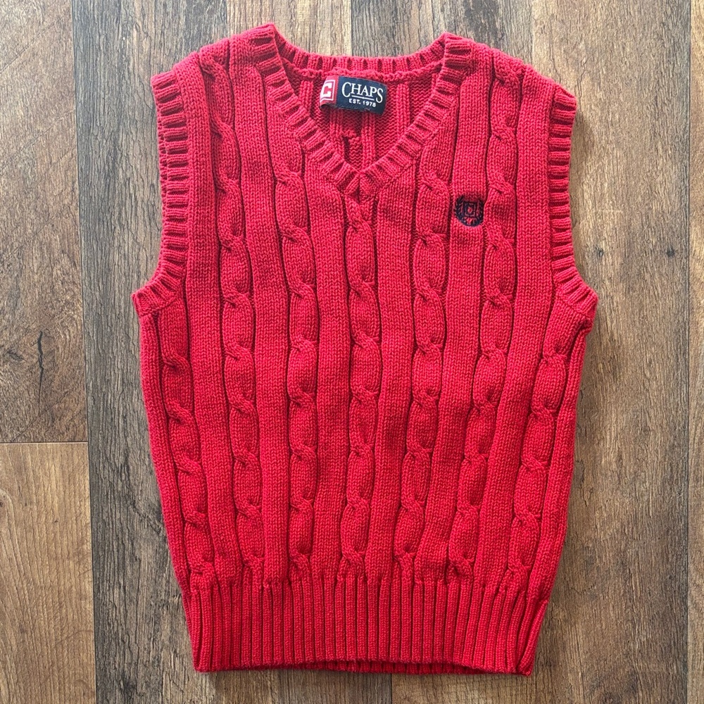 Chaps Red Cable Knit Sweater Vest size 6